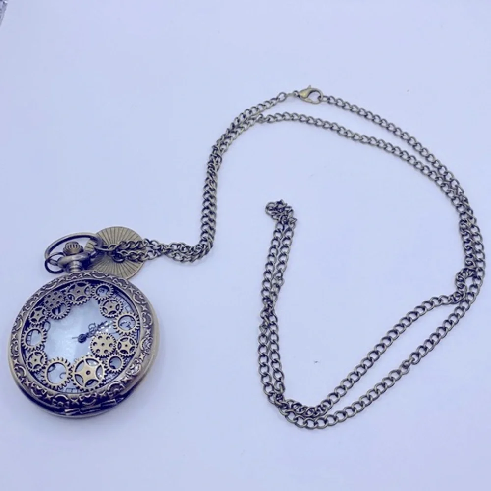 Working! Unisex Steampunk Gear Pocket Watch - Picture 4 of 4